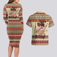Have A Nutty Holiday Christmas Christmas Couples Matching Long Sleeve Bodycon Dress and Hawaiian Shirt Xmas Holiday Patterns - Wonder Print Shop