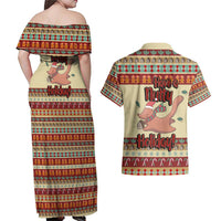 Have A Nutty Holiday Christmas Christmas Couples Matching Off Shoulder Maxi Dress and Hawaiian Shirt Xmas Holiday Patterns - Wonder Print Shop