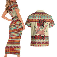 Have A Nutty Holiday Christmas Christmas Couples Matching Short Sleeve Bodycon Dress and Hawaiian Shirt Xmas Holiday Patterns - Wonder Print Shop