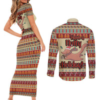 Have A Nutty Holiday Christmas Christmas Couples Matching Short Sleeve Bodycon Dress and Long Sleeve Button Shirt Xmas Holiday Patterns - Wonder Print Shop