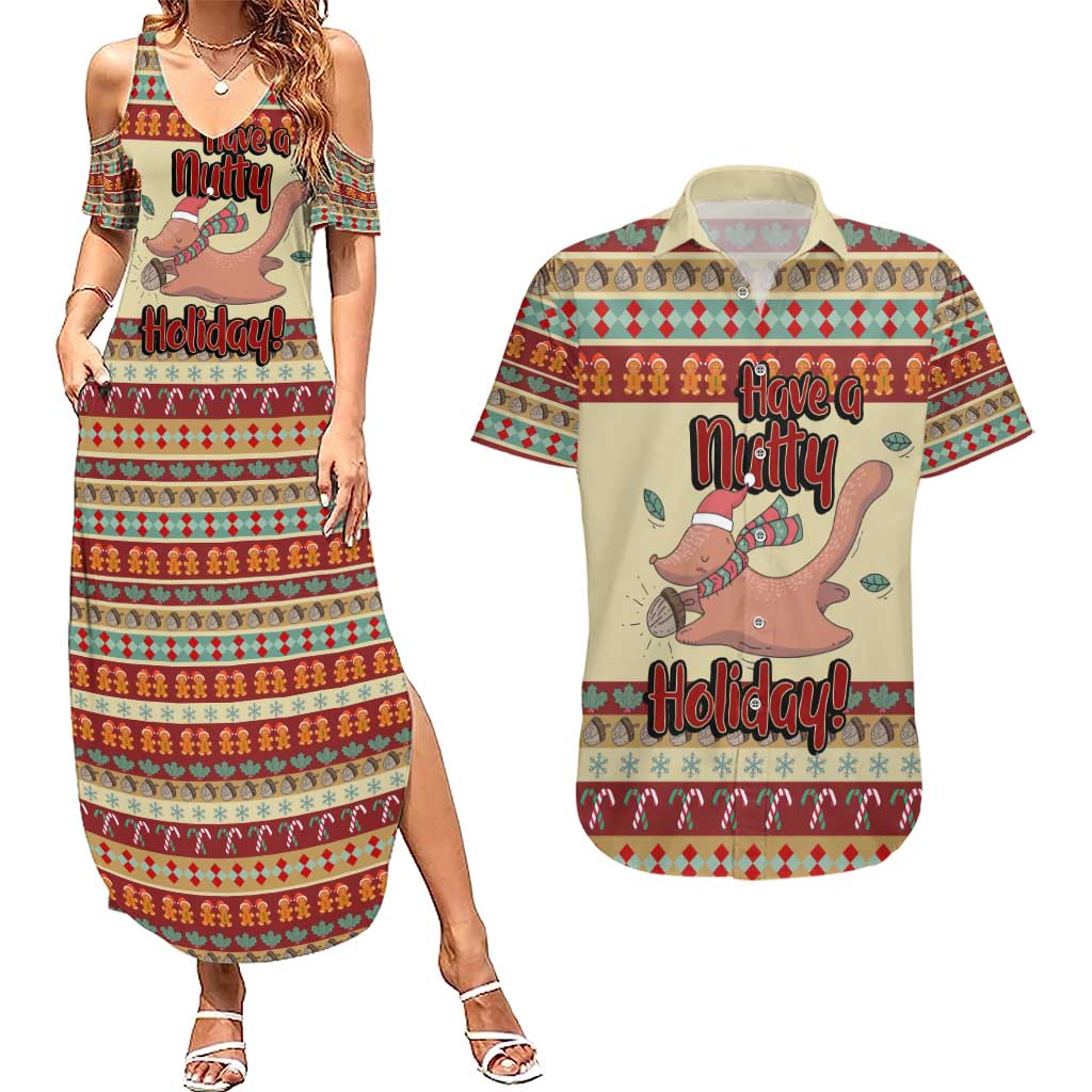 Have A Nutty Holiday Christmas Christmas Couples Matching Summer Maxi Dress and Hawaiian Shirt Xmas Holiday Patterns - Wonder Print Shop