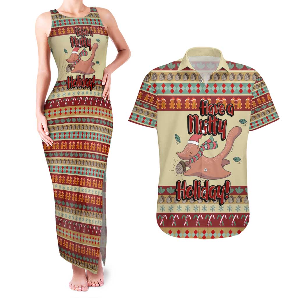 Have A Nutty Holiday Christmas Christmas Couples Matching Tank Maxi Dress and Hawaiian Shirt Xmas Holiday Patterns - Wonder Print Shop