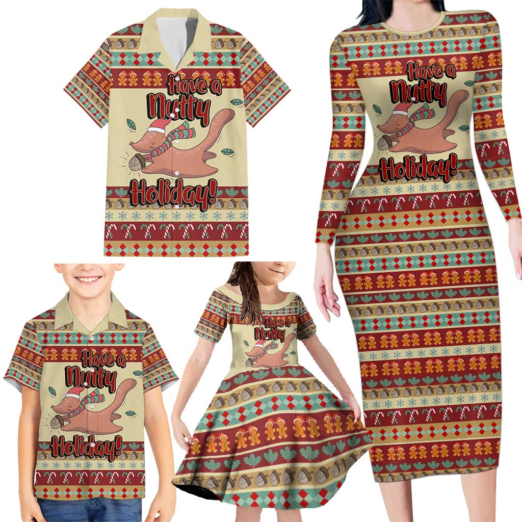 Have A Nutty Holiday Christmas Christmas Family Matching Long Sleeve Bodycon Dress and Hawaiian Shirt Xmas Holiday Patterns - Wonder Print Shop