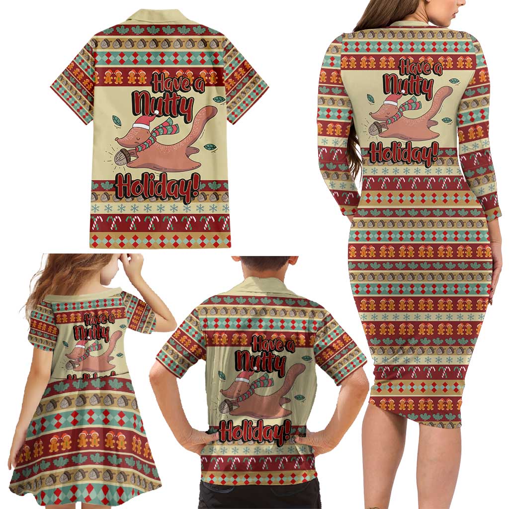 Have A Nutty Holiday Christmas Christmas Family Matching Long Sleeve Bodycon Dress and Hawaiian Shirt Xmas Holiday Patterns - Wonder Print Shop