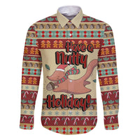 Have A Nutty Holiday Christmas Christmas Family Matching Off The Shoulder Long Sleeve Dress and Hawaiian Shirt Xmas Holiday Patterns - Wonder Print Shop
