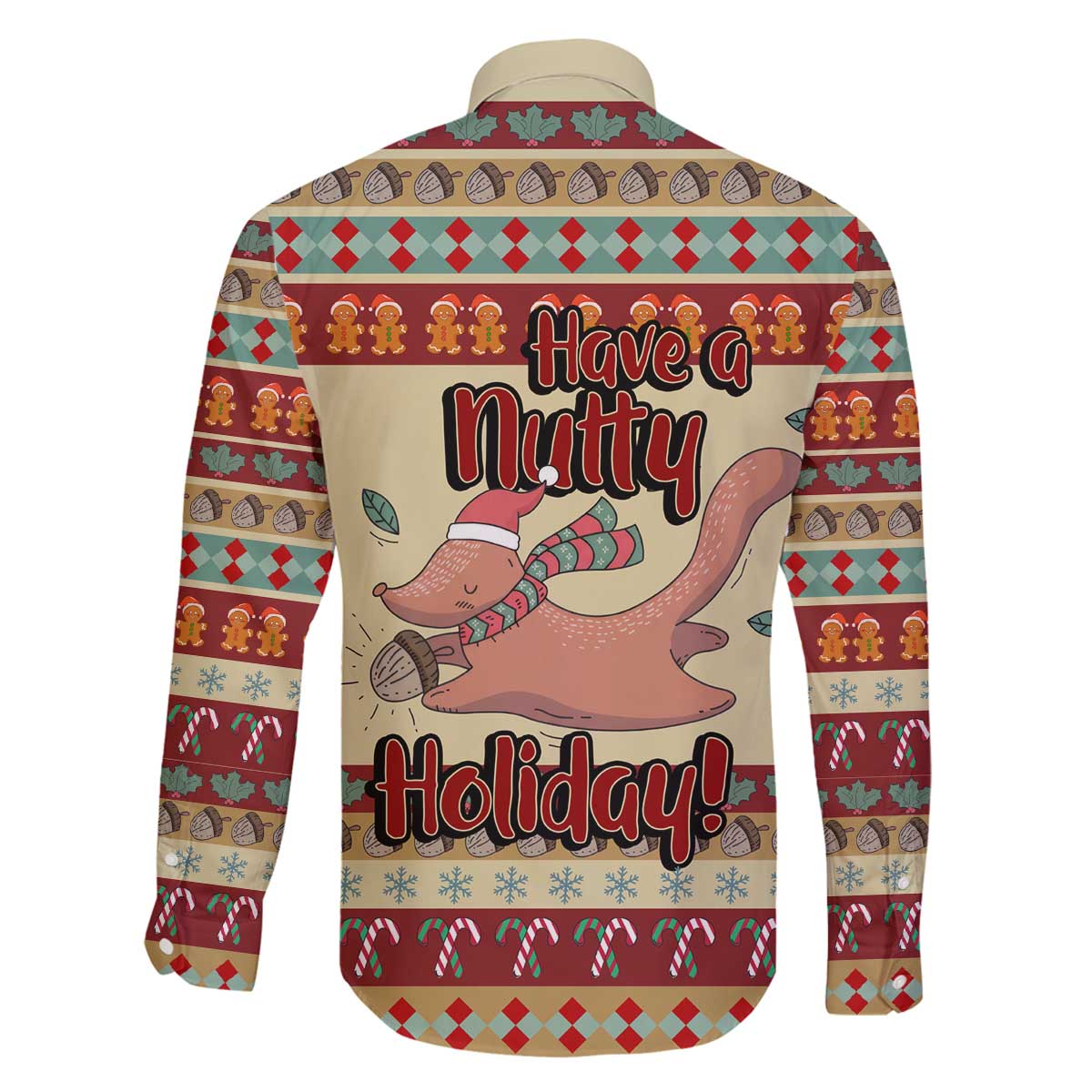 Have A Nutty Holiday Christmas Christmas Family Matching Off The Shoulder Long Sleeve Dress and Hawaiian Shirt Xmas Holiday Patterns - Wonder Print Shop