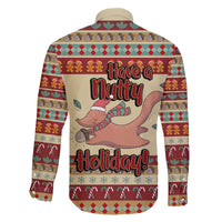 Have A Nutty Holiday Christmas Christmas Family Matching Off The Shoulder Long Sleeve Dress and Hawaiian Shirt Xmas Holiday Patterns - Wonder Print Shop