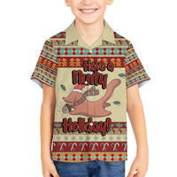 Have A Nutty Holiday Christmas Christmas Family Matching Off The Shoulder Long Sleeve Dress and Hawaiian Shirt Xmas Holiday Patterns - Wonder Print Shop