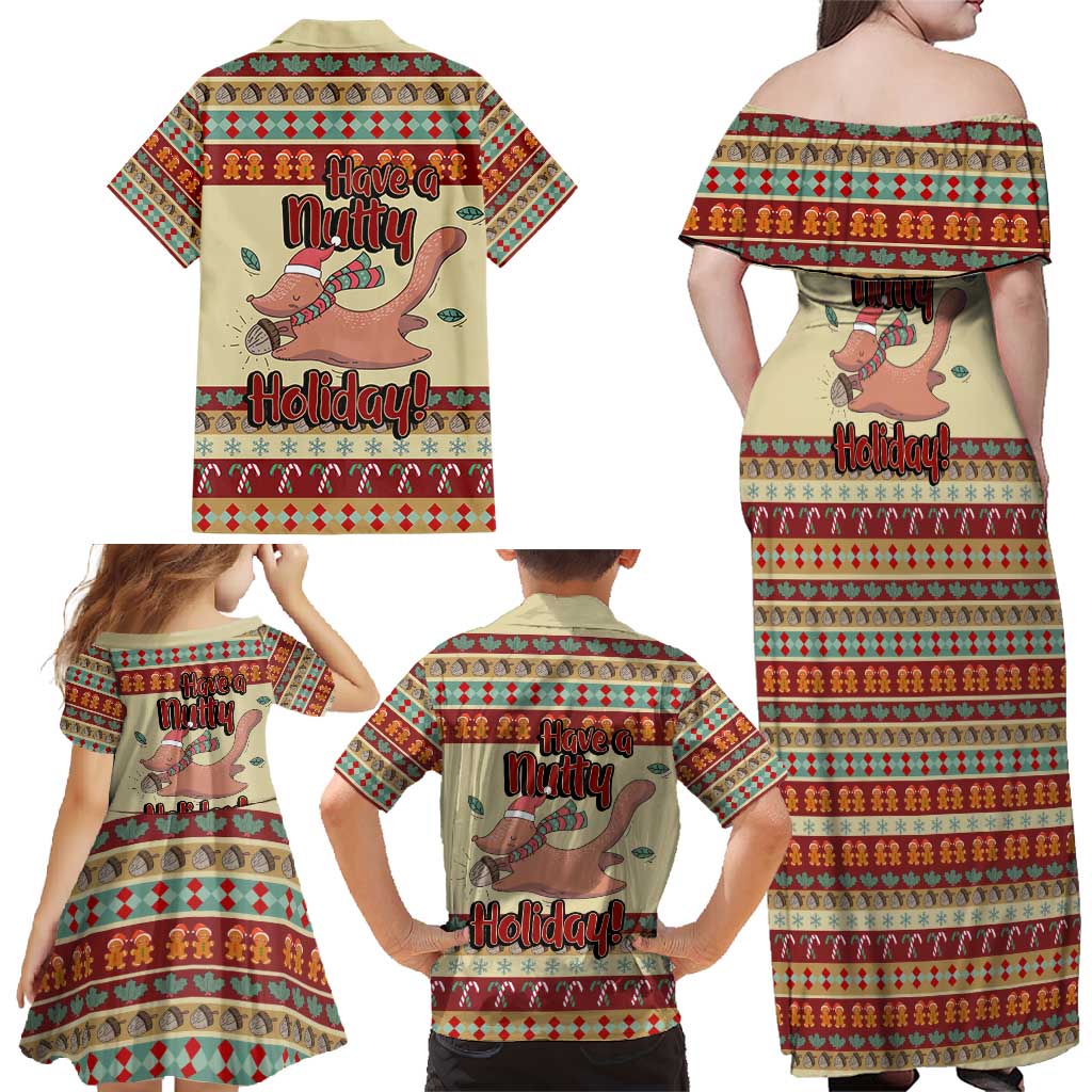 Have A Nutty Holiday Christmas Christmas Family Matching Off Shoulder Maxi Dress and Hawaiian Shirt Xmas Holiday Patterns - Wonder Print Shop