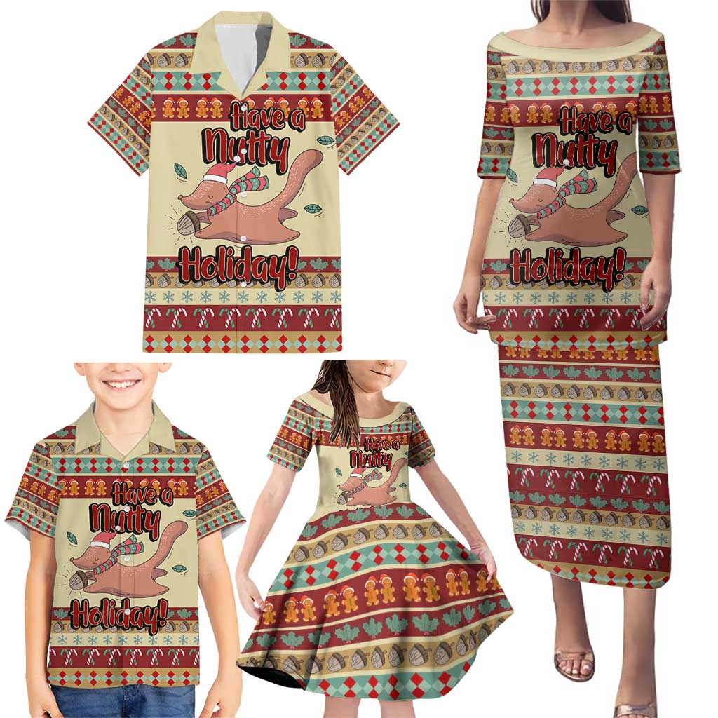 Have A Nutty Holiday Christmas Christmas Family Matching Puletasi and Hawaiian Shirt Xmas Holiday Patterns - Wonder Print Shop