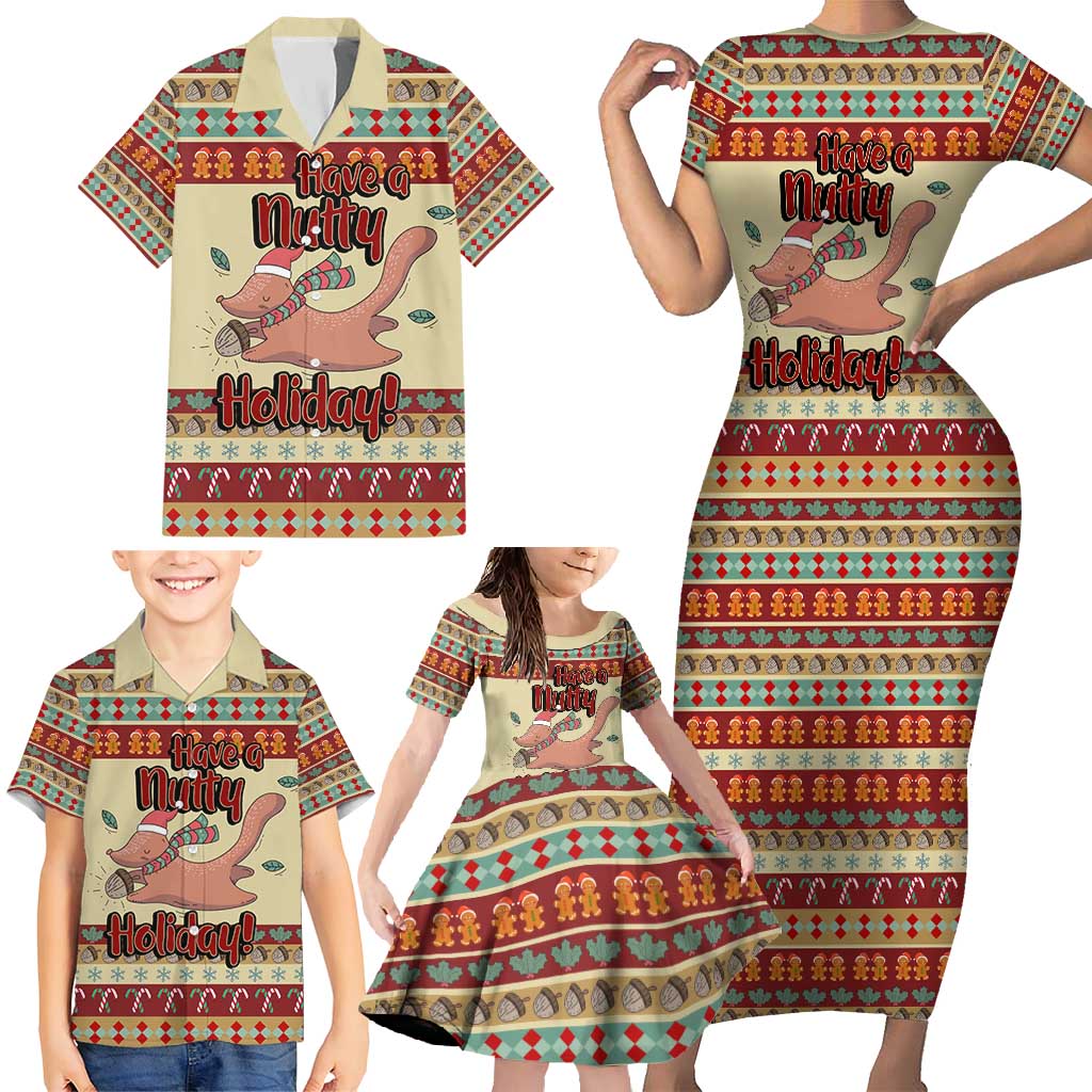 Have A Nutty Holiday Christmas Christmas Family Matching Short Sleeve Bodycon Dress and Hawaiian Shirt Xmas Holiday Patterns - Wonder Print Shop