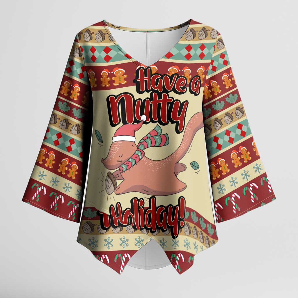 Have A Nutty Holiday Christmas Christmas Kimono Sleeve Blouse Xmas Holiday Patterns - Wonder Print Shop