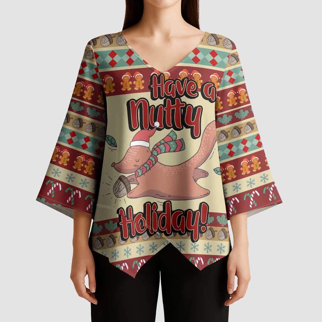 Have A Nutty Holiday Christmas Christmas Kimono Sleeve Blouse Xmas Holiday Patterns - Wonder Print Shop