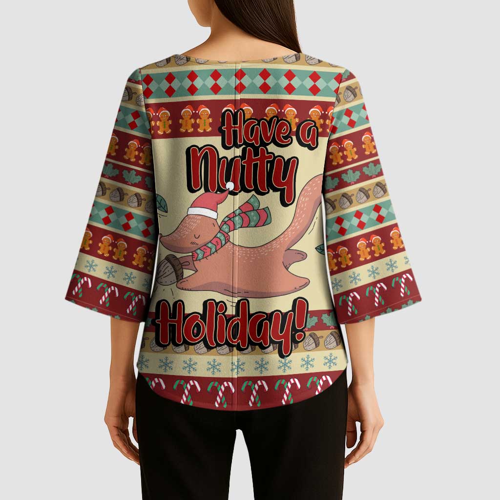 Have A Nutty Holiday Christmas Christmas Kimono Sleeve Blouse Xmas Holiday Patterns - Wonder Print Shop