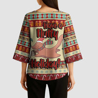 Have A Nutty Holiday Christmas Christmas Kimono Sleeve Blouse Xmas Holiday Patterns - Wonder Print Shop