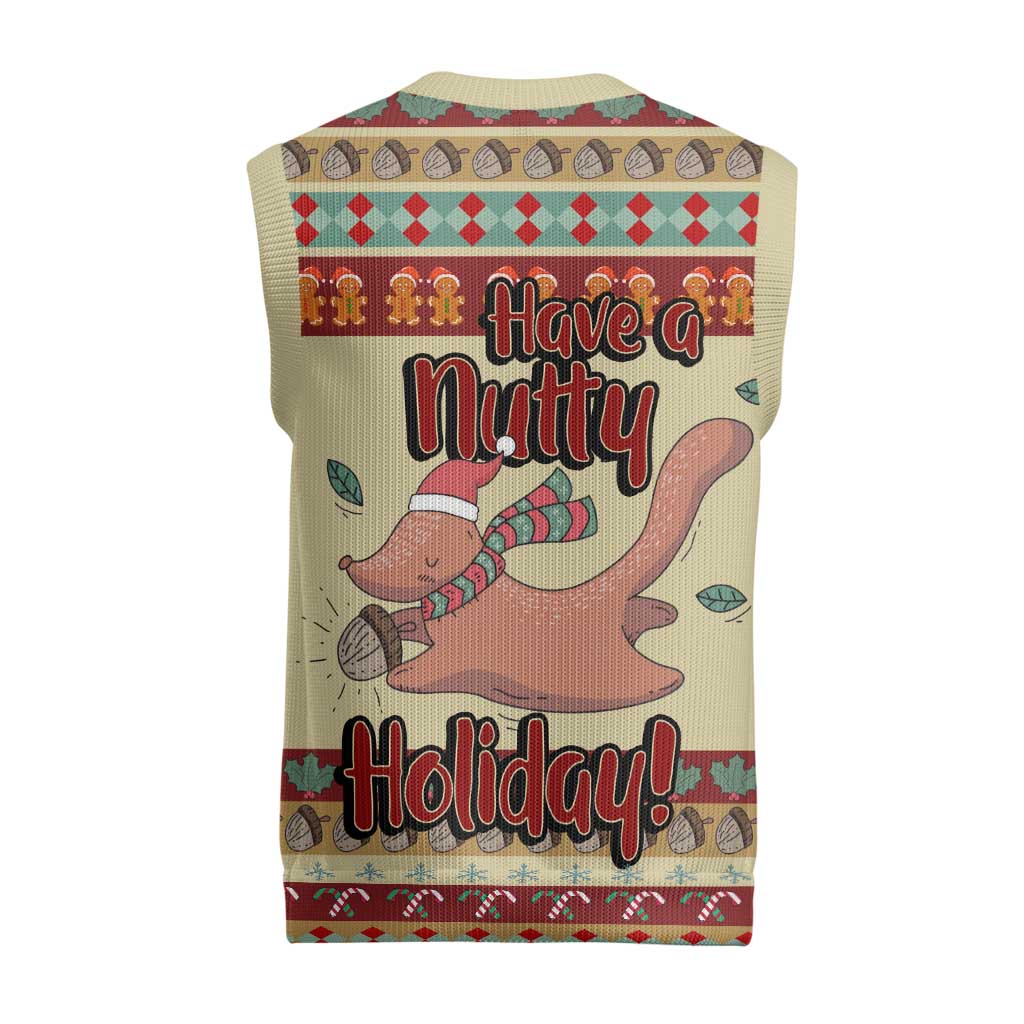 Have A Nutty Holiday Christmas Christmas Knitted V-Neck Vest Xmas Holiday Patterns - Wonder Print Shop