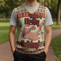 Have A Nutty Holiday Christmas Christmas Knitted V-Neck Vest Xmas Holiday Patterns - Wonder Print Shop