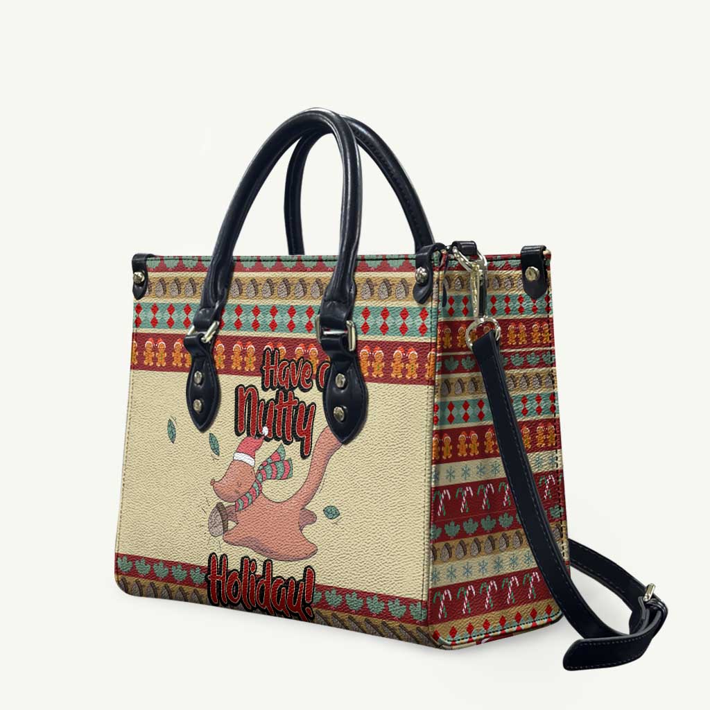 Have A Nutty Holiday Christmas Christmas Leather Bag Xmas Holiday Patterns - Wonder Print Shop