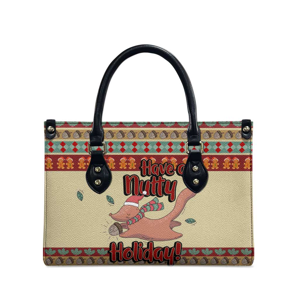 Have A Nutty Holiday Christmas Christmas Leather Bag Xmas Holiday Patterns - Wonder Print Shop