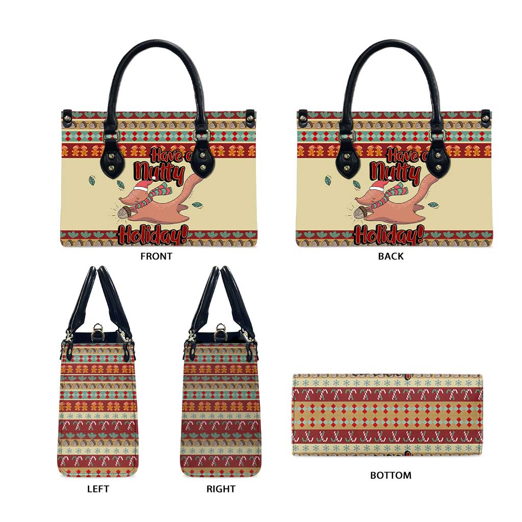 Have A Nutty Holiday Christmas Christmas Leather Bag Xmas Holiday Patterns - Wonder Print Shop