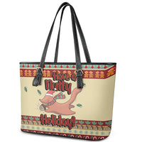Have A Nutty Holiday Christmas Christmas Leather Tote Bag Xmas Holiday Patterns - Wonder Print Shop