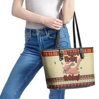 Have A Nutty Holiday Christmas Christmas Leather Tote Bag Xmas Holiday Patterns - Wonder Print Shop