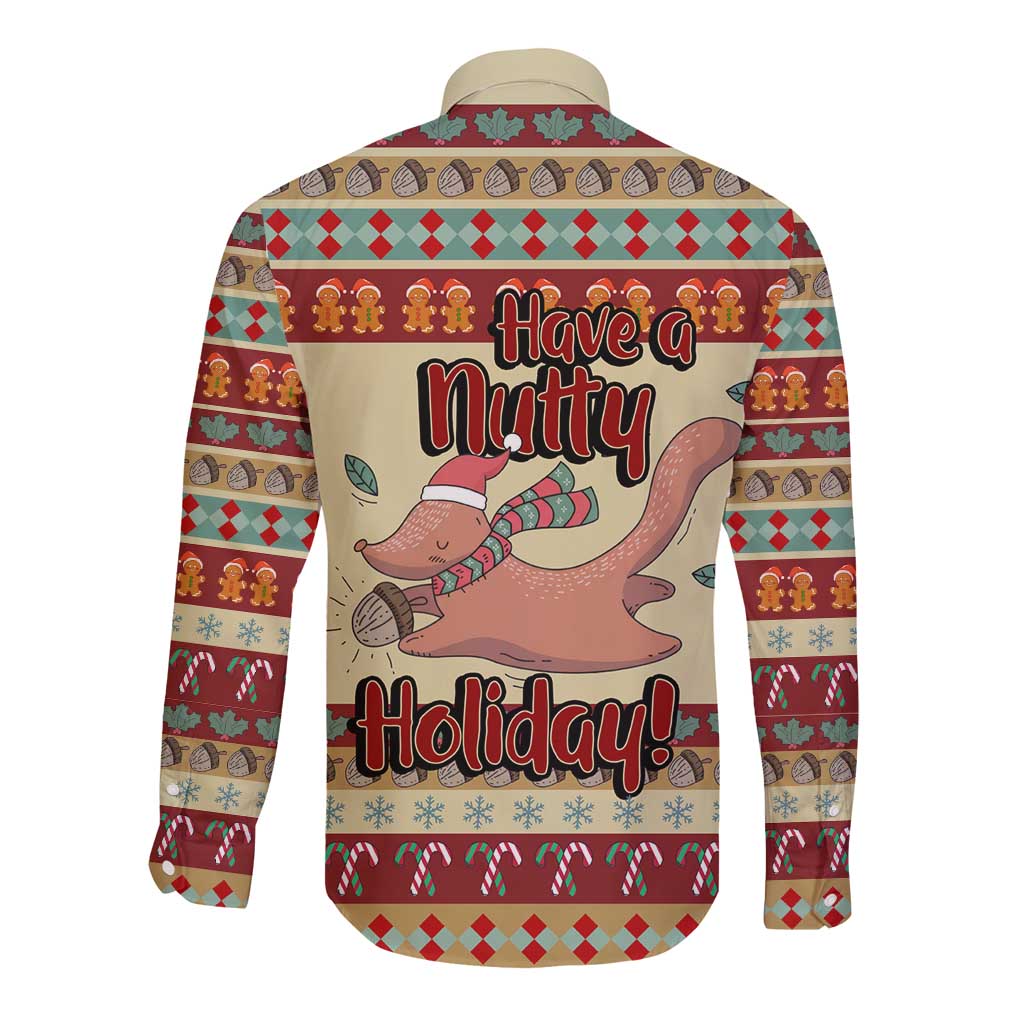 Have A Nutty Holiday Christmas Christmas Long Sleeve Button Shirt Xmas Holiday Patterns - Wonder Print Shop
