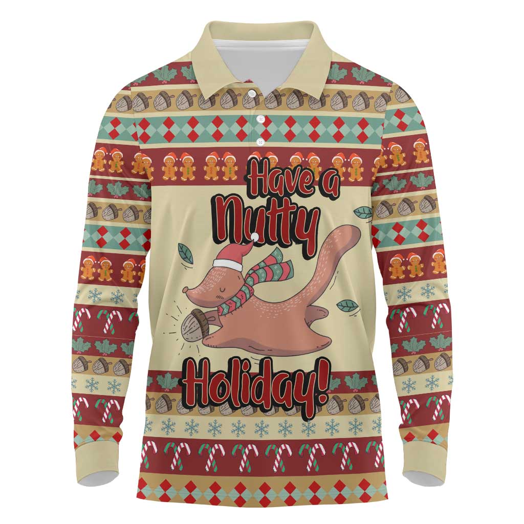 Have A Nutty Holiday Christmas Christmas Long Sleeve Polo Shirt Xmas Holiday Patterns - Wonder Print Shop