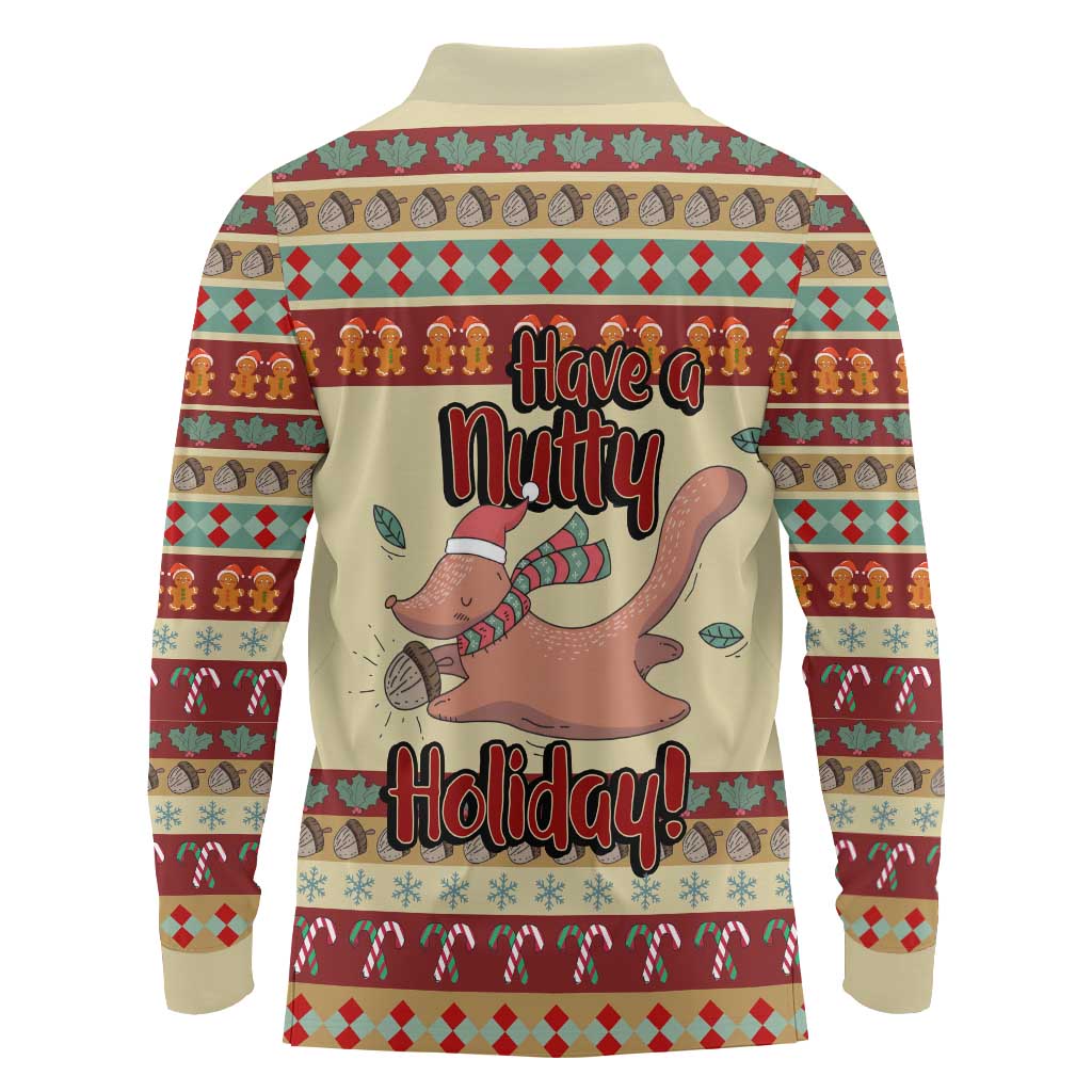 Have A Nutty Holiday Christmas Christmas Long Sleeve Polo Shirt Xmas Holiday Patterns - Wonder Print Shop