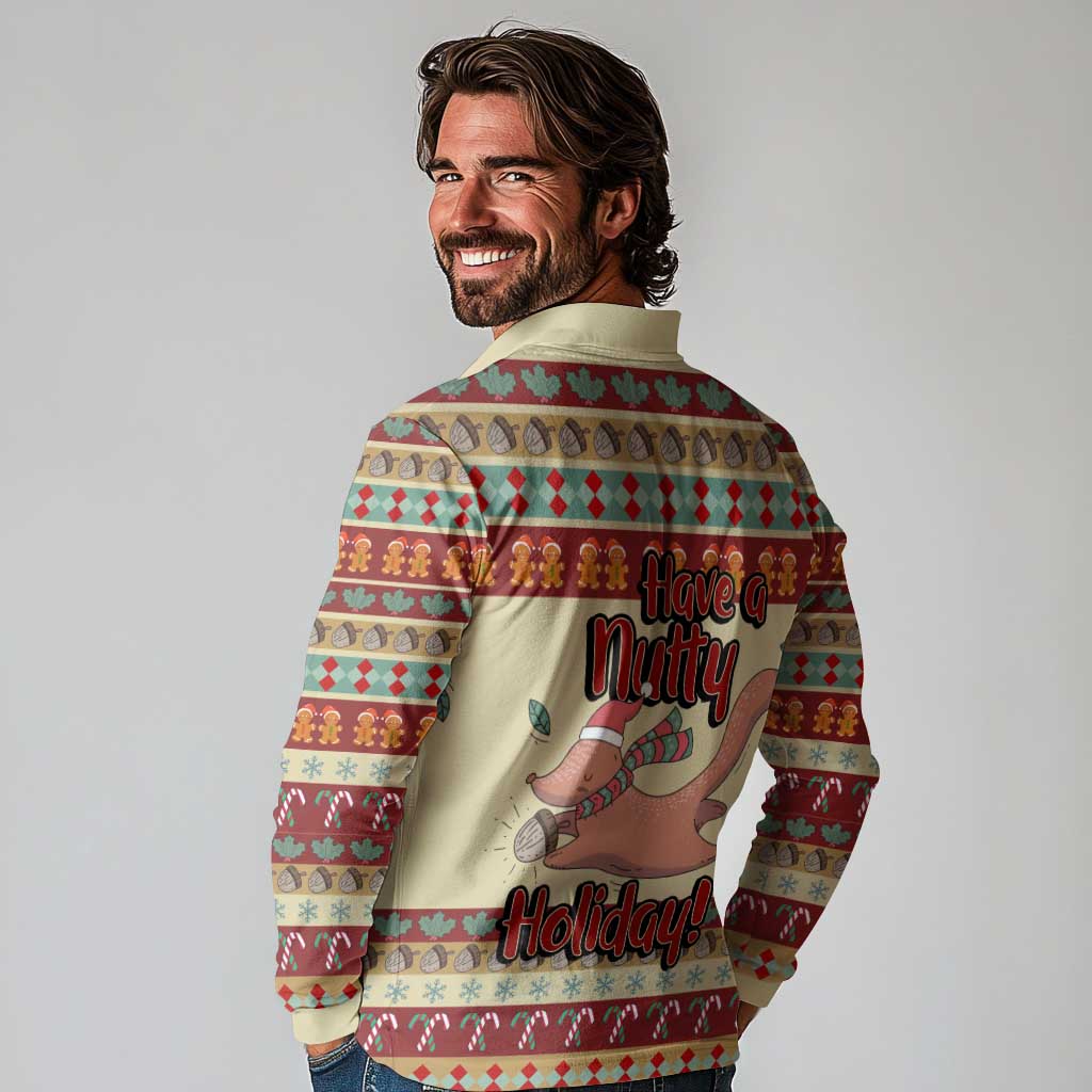 Have A Nutty Holiday Christmas Christmas Long Sleeve Polo Shirt Xmas Holiday Patterns - Wonder Print Shop