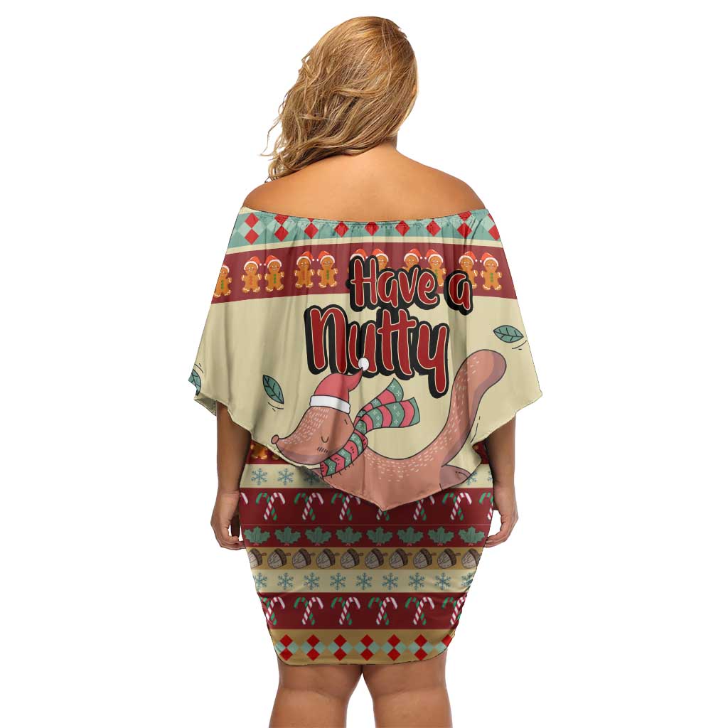 Have A Nutty Holiday Christmas Christmas Off Shoulder Short Dress Xmas Holiday Patterns - Wonder Print Shop