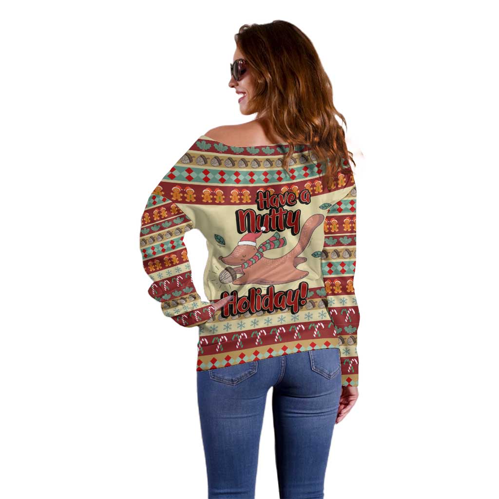 Have A Nutty Holiday Christmas Christmas Off Shoulder Sweater Xmas Holiday Patterns - Wonder Print Shop