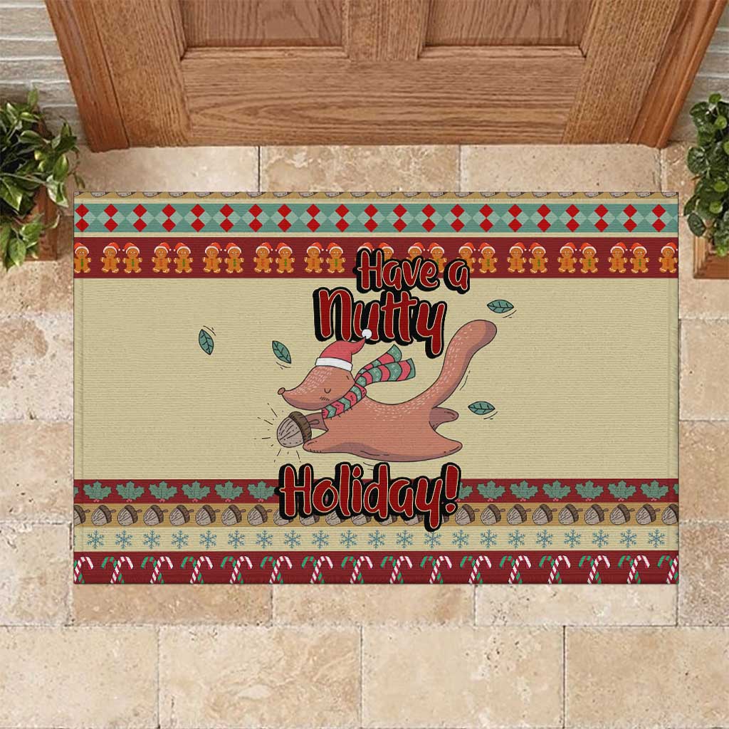 Have A Nutty Holiday Christmas Christmas Rubber Doormat Xmas Holiday Patterns - Wonder Print Shop