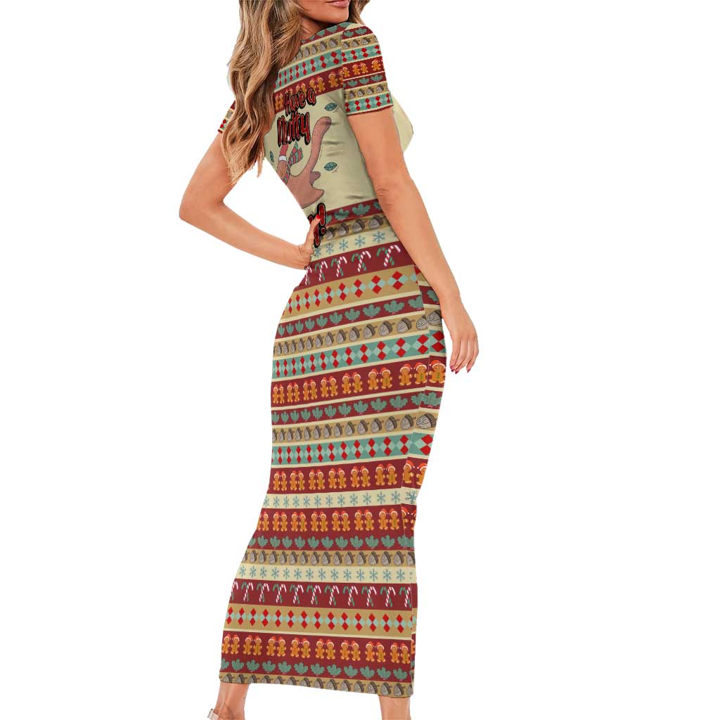 Have A Nutty Holiday Christmas Christmas Short Sleeve Bodycon Dress Xmas Holiday Patterns - Wonder Print Shop