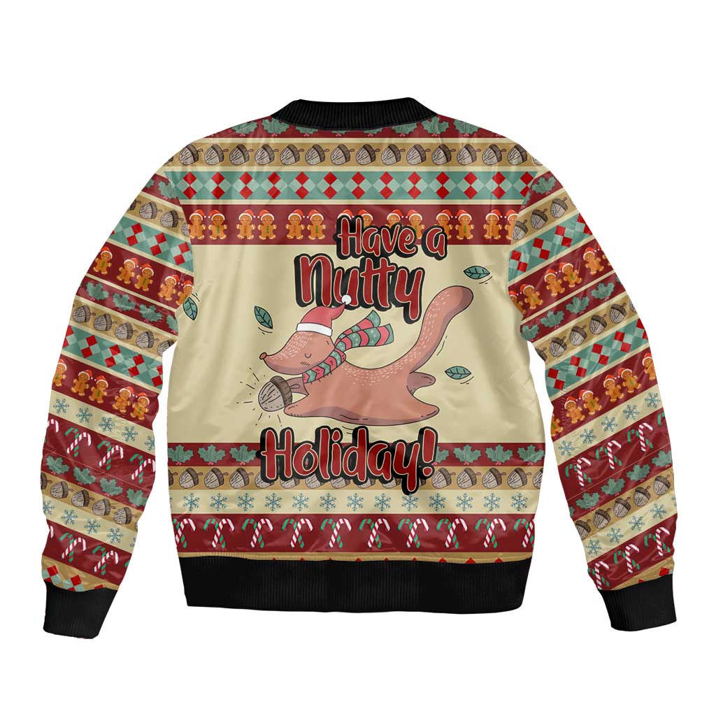 Have A Nutty Holiday Christmas Christmas Sleeve Zip Bomber Jacket Xmas Holiday Patterns - Wonder Print Shop