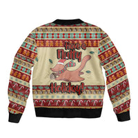 Have A Nutty Holiday Christmas Christmas Sleeve Zip Bomber Jacket Xmas Holiday Patterns - Wonder Print Shop