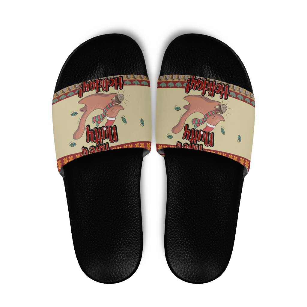 Have A Nutty Holiday Christmas Christmas Slide Sandals Xmas Holiday Patterns - Wonder Print Shop