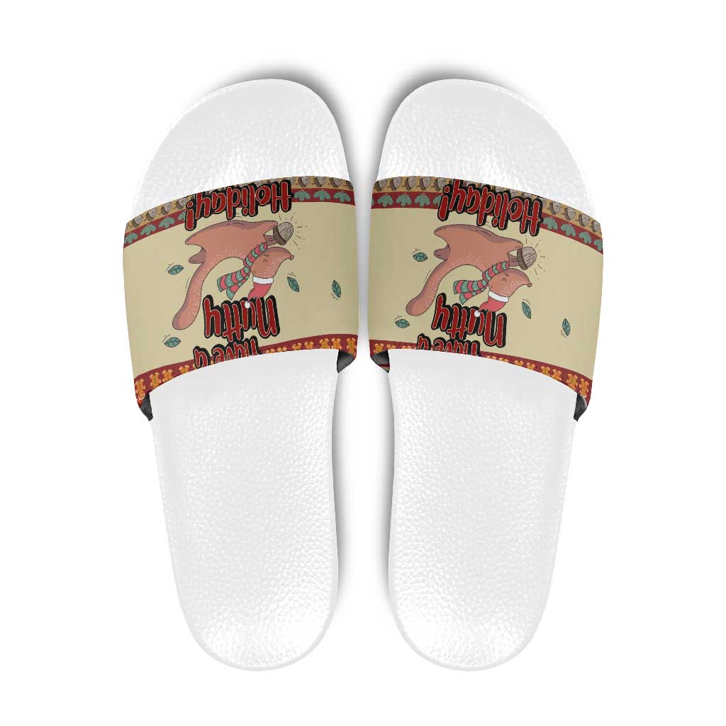 Have A Nutty Holiday Christmas Christmas Slide Sandals Xmas Holiday Patterns - Wonder Print Shop
