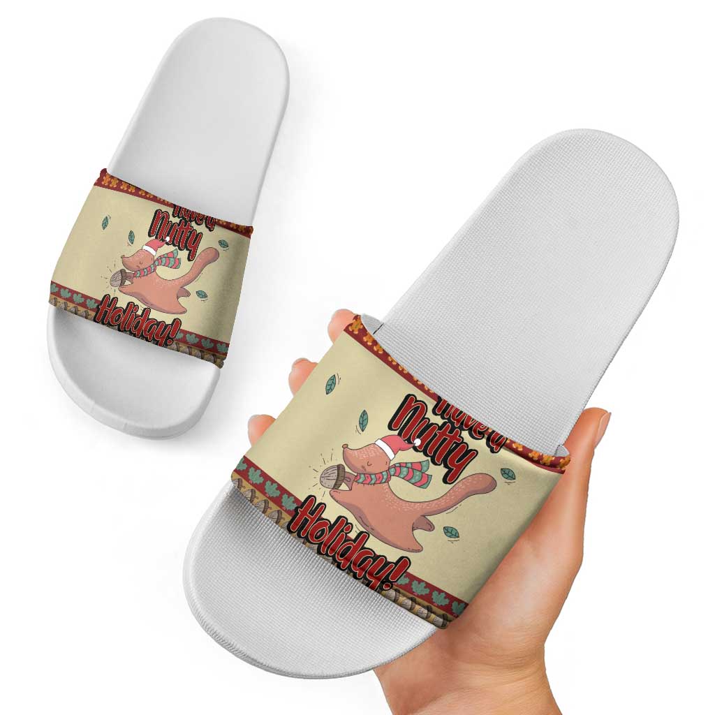 Have A Nutty Holiday Christmas Christmas Slide Sandals Xmas Holiday Patterns - Wonder Print Shop