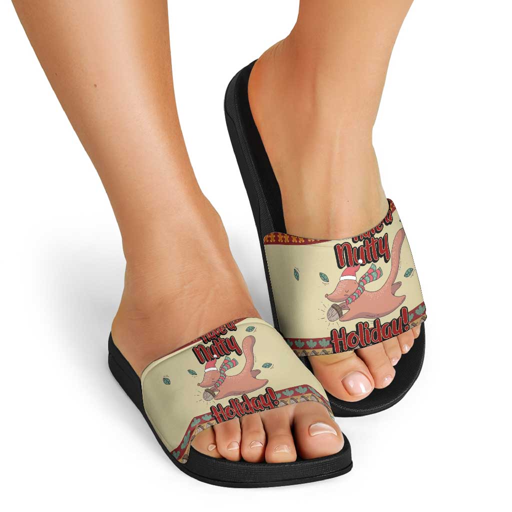 Have A Nutty Holiday Christmas Christmas Slide Sandals Xmas Holiday Patterns - Wonder Print Shop