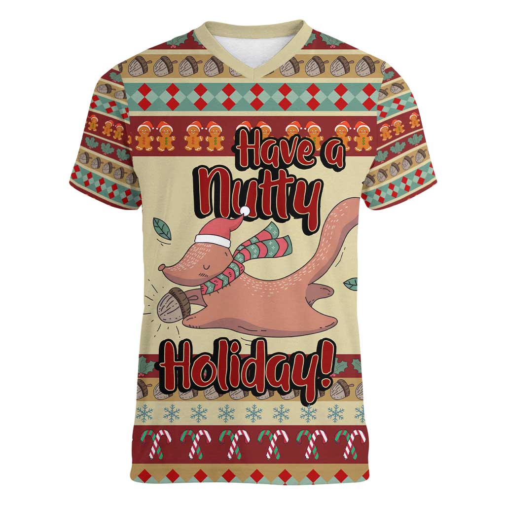 Have A Nutty Holiday Christmas Christmas Women V-Neck T-Shirt Xmas Holiday Patterns - Wonder Print Shop