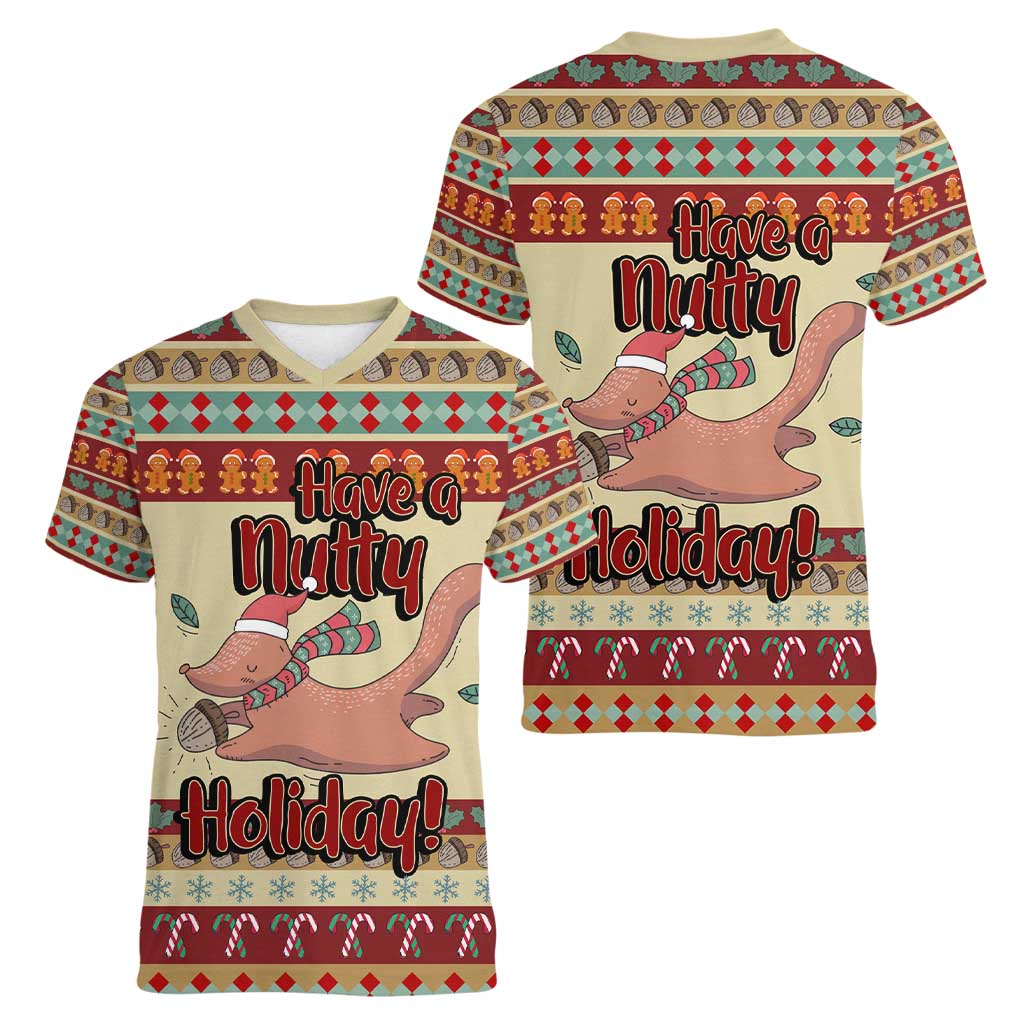 Have A Nutty Holiday Christmas Christmas Women V-Neck T-Shirt Xmas Holiday Patterns - Wonder Print Shop