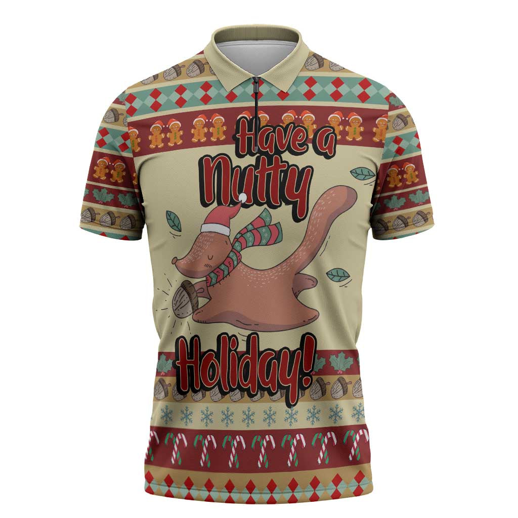 Have A Nutty Holiday Christmas Christmas Zipper Polo Shirt Xmas Holiday Patterns - Wonder Print Shop