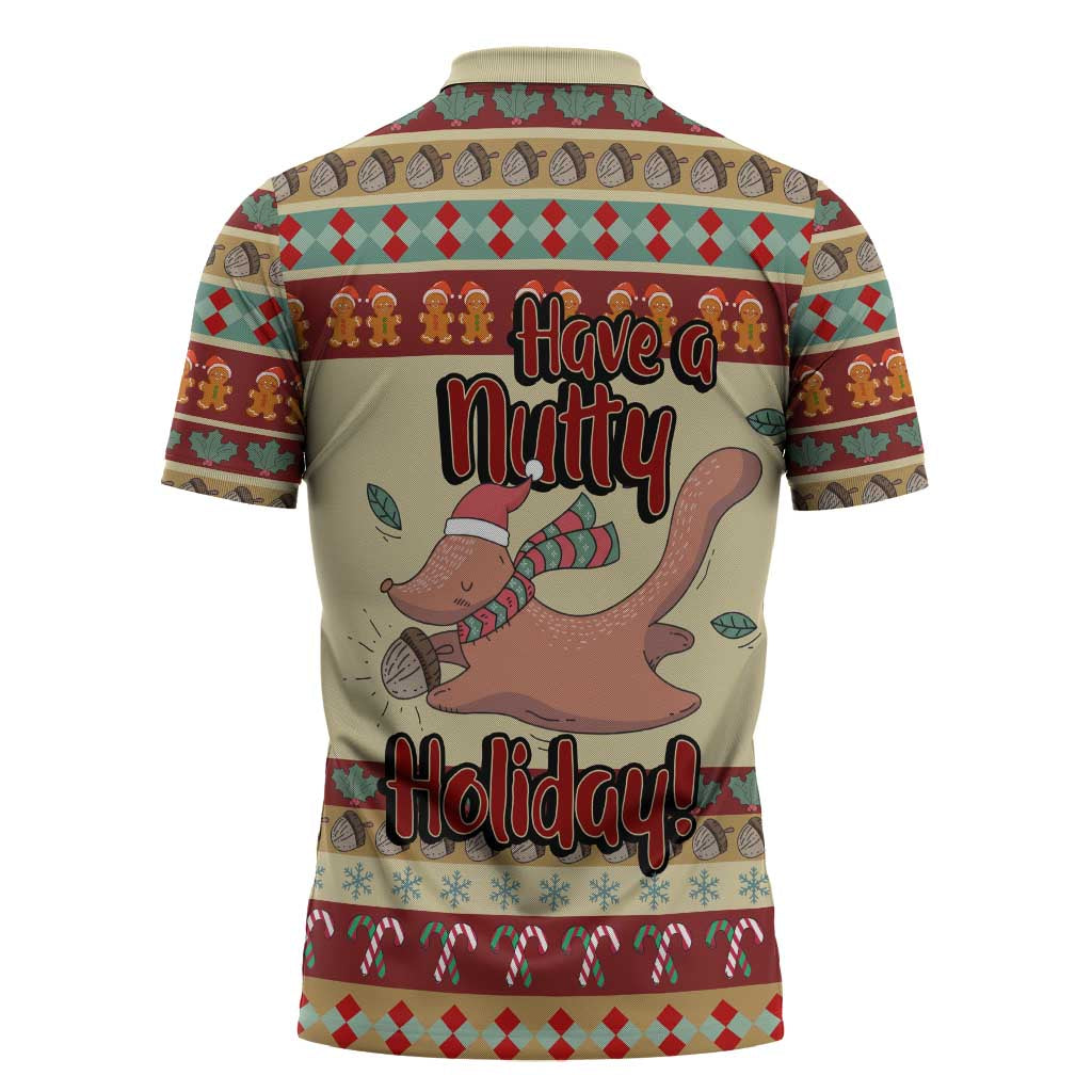 Have A Nutty Holiday Christmas Christmas Zipper Polo Shirt Xmas Holiday Patterns - Wonder Print Shop