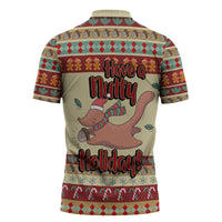 Have A Nutty Holiday Christmas Christmas Zipper Polo Shirt Xmas Holiday Patterns - Wonder Print Shop