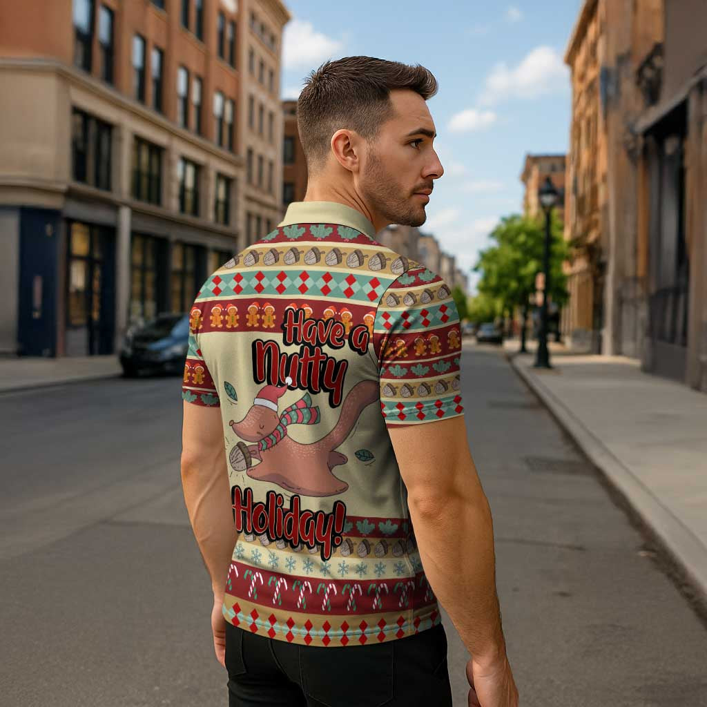 Have A Nutty Holiday Christmas Christmas Zipper Polo Shirt Xmas Holiday Patterns - Wonder Print Shop