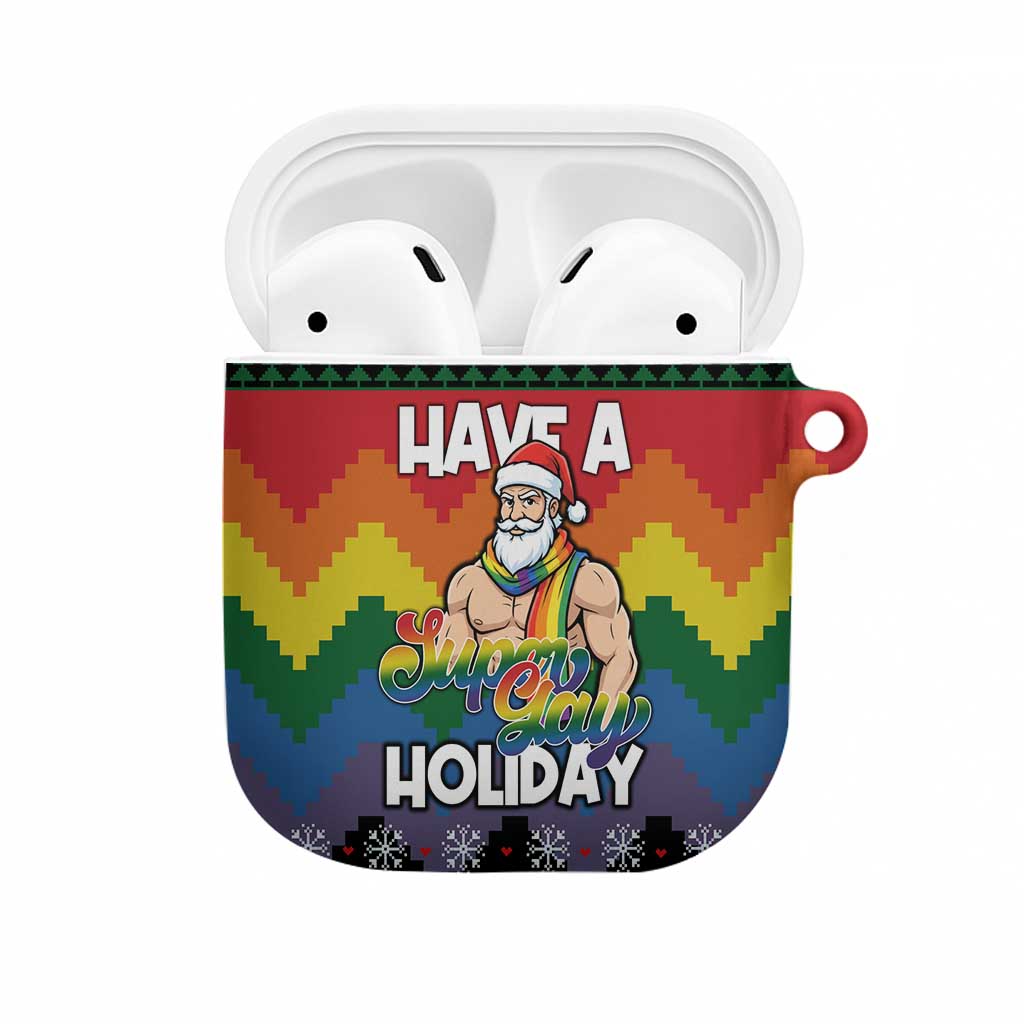 Have A Super Gay Holiday Christmas AirPods Case Xmas Holiday Patterns - Wonder Print Shop