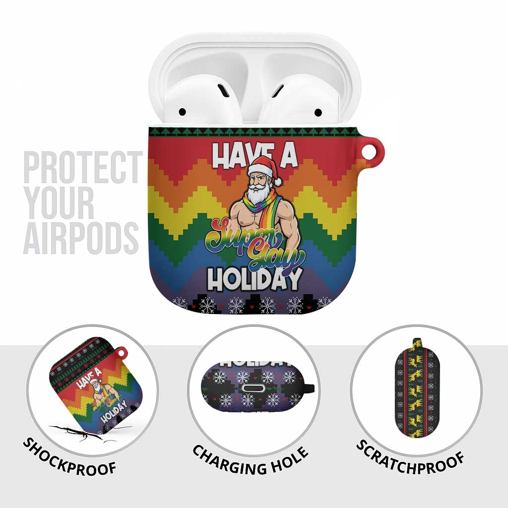 Have A Super Gay Holiday Christmas AirPods Case Xmas Holiday Patterns - Wonder Print Shop