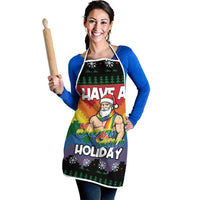 Have A Super Gay Holiday Christmas Apron Xmas Holiday Patterns - Wonder Print Shop
