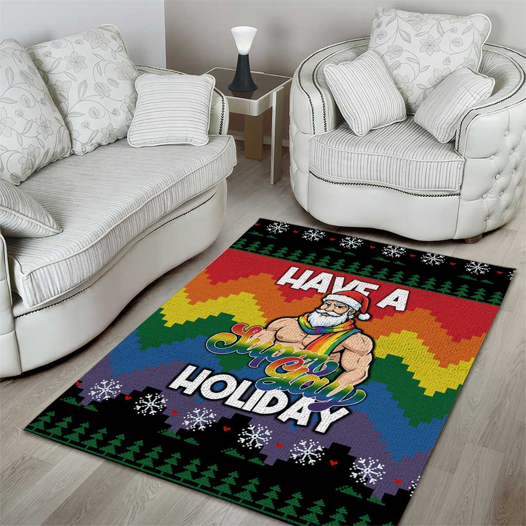 Have A Super Gay Holiday Christmas Area Rug Xmas Holiday Patterns - Wonder Print Shop
